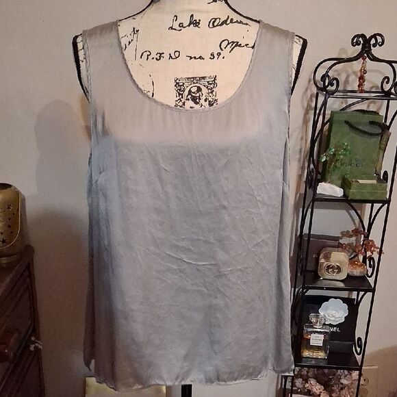 Talbots Tops - Talbots 100% Silk Gray Sleeveless Women's Top Size 16